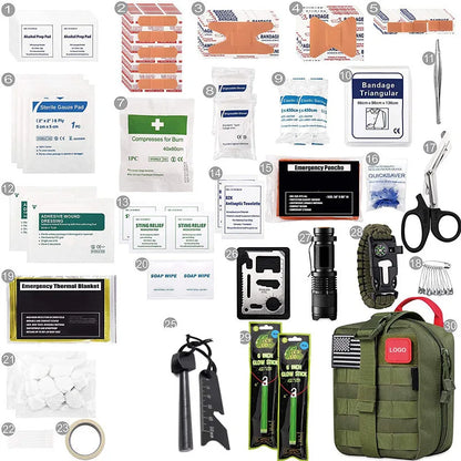 Outdoor Emergency Kit Suit Mountaineering Rescue Supplies Portable Package Camping Reserve Safety First-Aid Bag