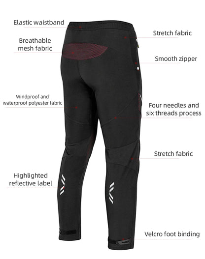 ROCKBROS Winter Cycling Pants Men Fleece Sport Reflective Trousers Keep Warm Thermal Bicycle Bike Mtb Pants Running Clothings