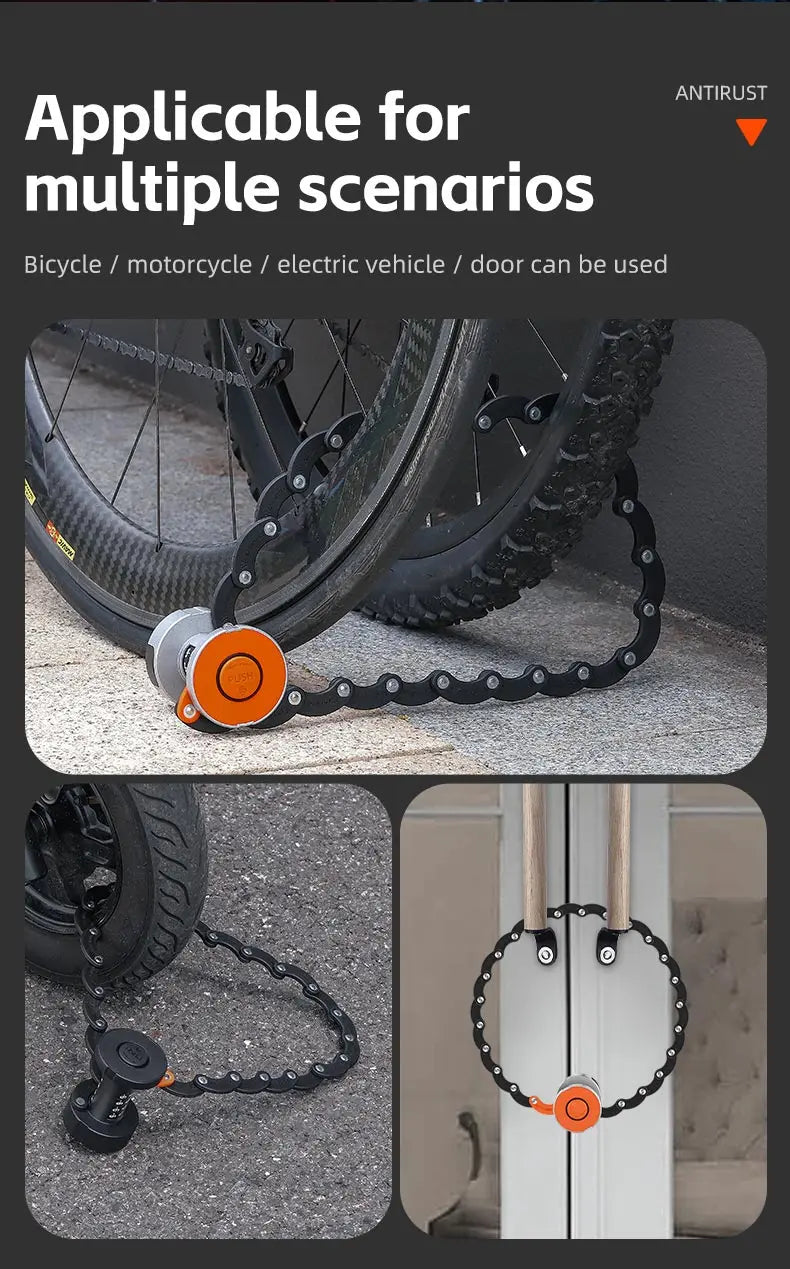 WEST BIKING Foldable Bike Lock Key Password Security Anti-Theft Lock MTB Road Bicycle Scooter Electric Bike Cycling Chain Lock