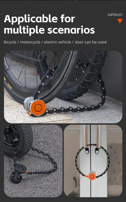 WEST BIKING Foldable Bike Lock Key Password Security Anti-Theft Lock MTB Road Bicycle Scooter Electric Bike Cycling Chain Lock