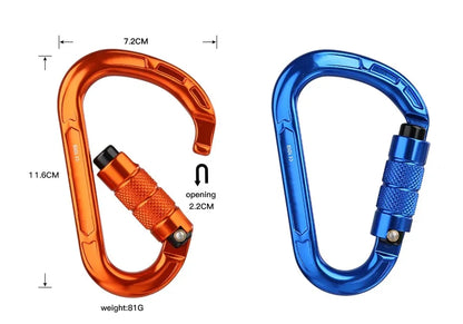 Rock Climbing Carabiner Pear-Shape Buckle 25kN Safety Auto Lock Spring-Loaded Gate Aluminum H-Carabiner Outdoor Kits