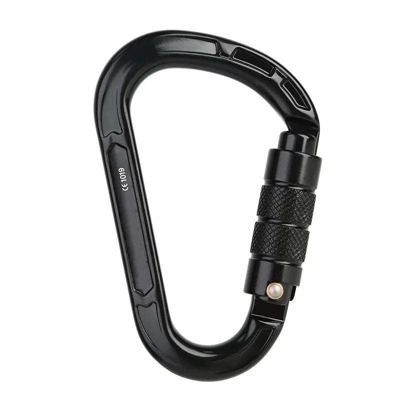 Rock Climbing Carabiner Pear-Shape Buckle 25kN Safety Auto Lock Spring-Loaded Gate Aluminum H-Carabiner Outdoor Kits