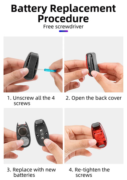 ROCKBROS Bike Rear Light  Bicycle Warning Tail Light Cycling Helmet Bag Taillight Lantern Water Repellent Mini Bike Accessories