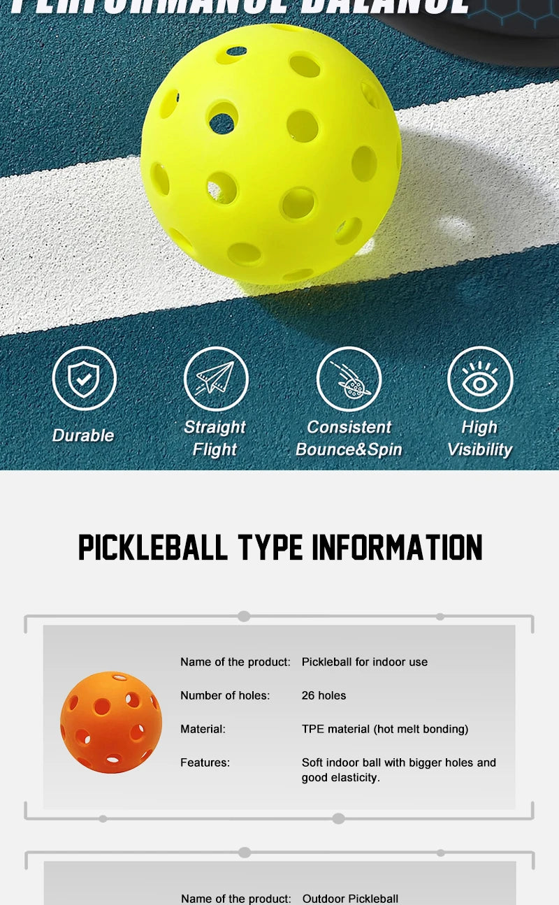 ALP Outdoor Pickleball 74mm Durable 40 Holes 26 Holes 1/3/6/12/100 Pieces/PCS 26g Original USA Professional Pickleball