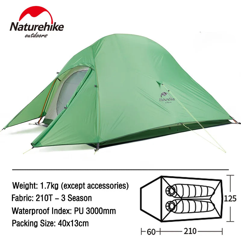 Naturehike Tent Cloud Up Series Ultralight Outdoor Camping Tent Waterproof Backpacking Cycling Tent Camping Tent With Floor Mat
