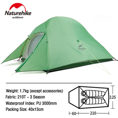 Naturehike Tent Cloud Up Series Ultralight Outdoor Camping Tent Waterproof Backpacking Cycling Tent Camping Tent With Floor Mat