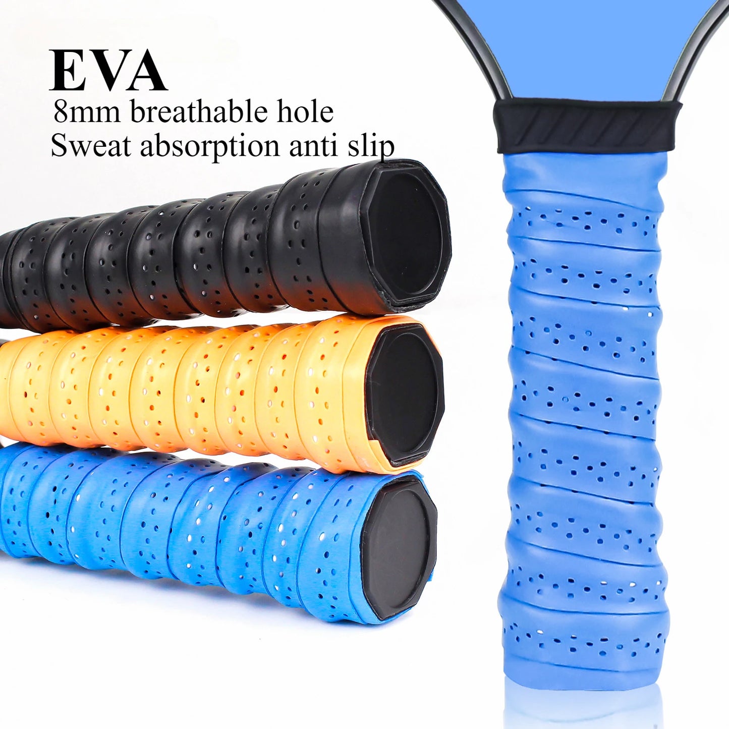 Pickleball Paddle Grip Rubber Wrapped with Binding Tape Keel Rubber Sweatband Covered with Film Anti Slip Breathable Hand Glue
