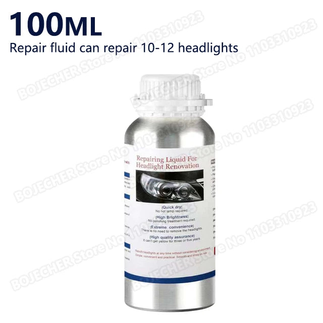 Car Headlight Polishing Kit 100ML/50ML Headlight Restoration Liquid Polymer Headlamp Renovation Repair Clean Kit Automobile Tool