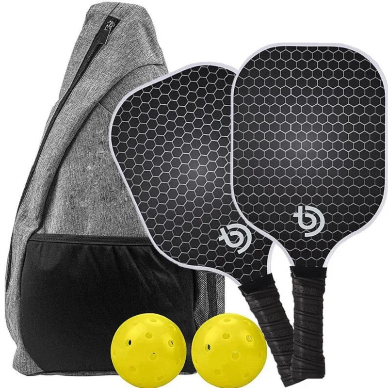 Pickleball Paddles Set of 2 Fiberglass Pickleball Set with Non-Slip Ergonomic Soft Grip Pickleball Balls Bag Gifts for Men Women