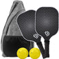 Pickleball Paddles Set of 2 Fiberglass Pickleball Set with Non-Slip Ergonomic Soft Grip Pickleball Balls Bag Gifts for Men Women