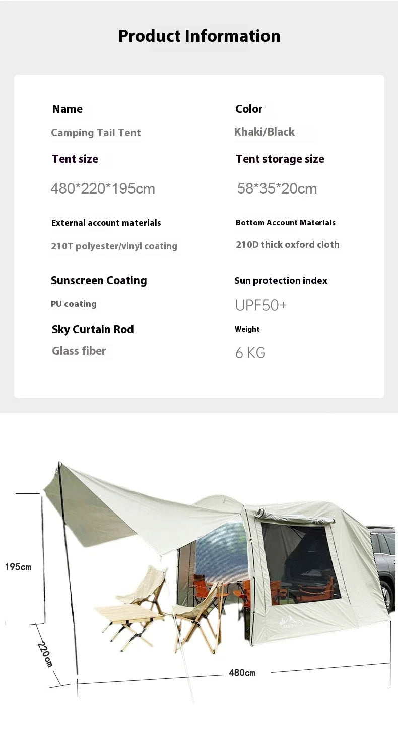 Lohascamping Car box docking tent  Portable Waterproof SUV Tail Tent 3-4 people Dome tent Sunshade Tunnel style tent,Large tent,