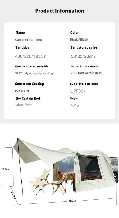 Lohascamping Car box docking tent  Portable Waterproof SUV Tail Tent 3-4 people Dome tent Sunshade Tunnel style tent,Large tent,