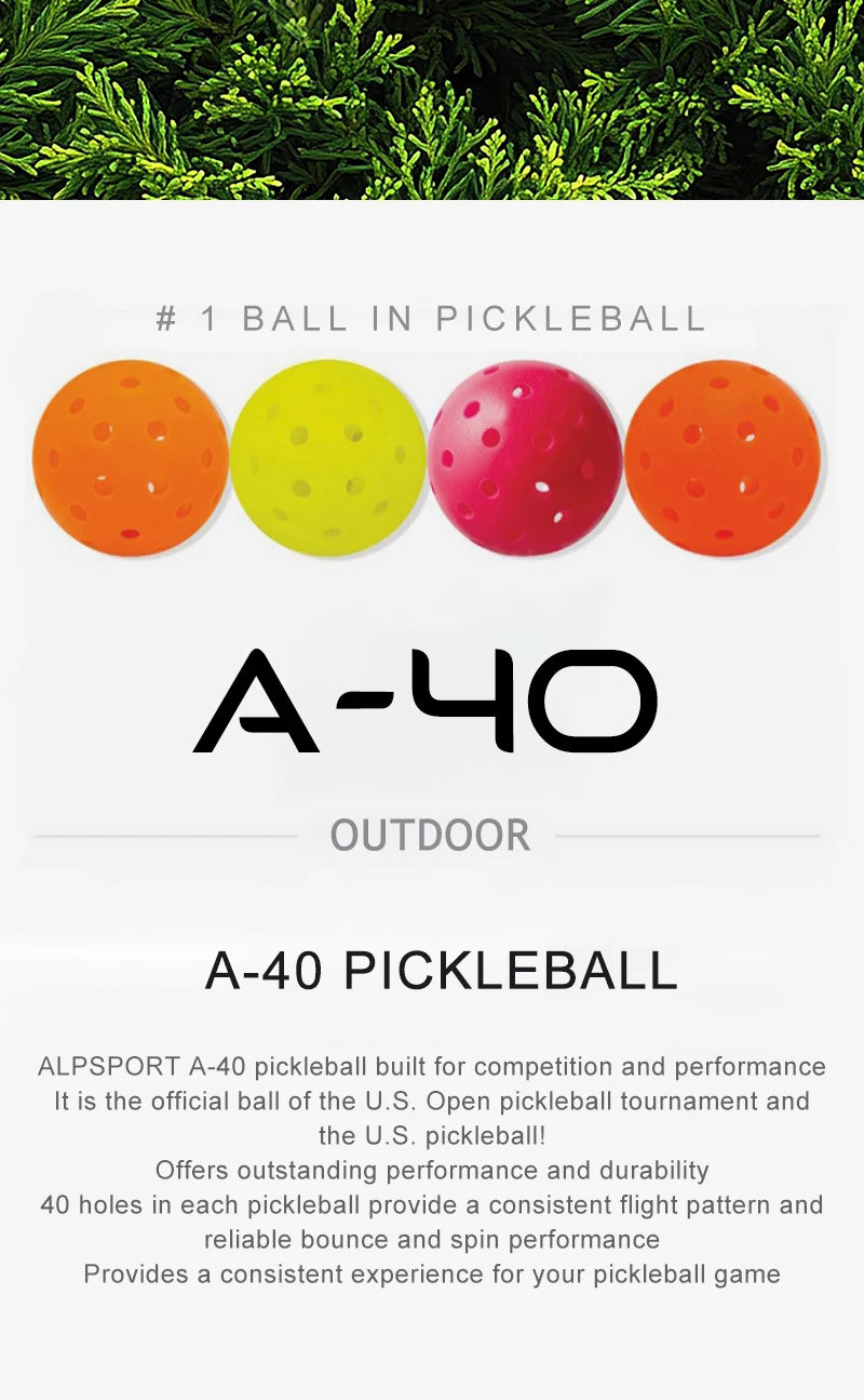 ALP Outdoor Pickleball 74mm Durable 40 Holes 26 Holes 1/3/6/12/100 Pieces/PCS 26g Original USA Professional Pickleball