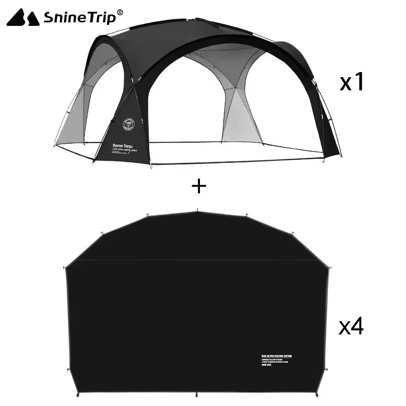 ShineTrip Outdoor Silver Coated Canopy Rainproof And Sunscreen Self-driving PU3000MM Waterproof Camping Sunshade Tent Dome