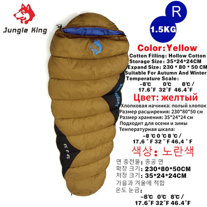 한국 특가 JUNGLE KING CY0903 Thickened Winter Cold Weather Waterproof Sleeping Bag Camping Hiking Supplies -8℃ Cotton Sleeping Bags