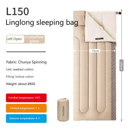 Naturehike Cotton Sleeping Bag Outdoor Camping Single Autumn And Winter Warm And Thick Splicable Breathable Sleeping Bag