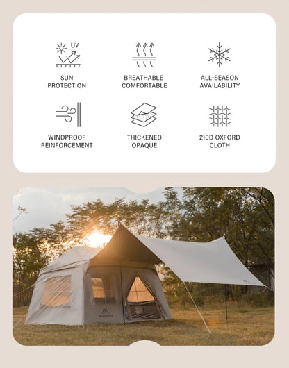 Outdoor Camping 3-4 Person Portable Waterproof Family Awning Beach Tent Quick Opening Fishing Tent Picnic Park Anti-UV Shade