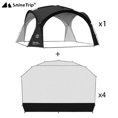 ShineTrip Outdoor Silver Coated Canopy Rainproof And Sunscreen Self-driving PU3000MM Waterproof Camping Sunshade Tent Dome