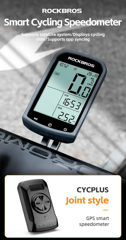 ROCKBROS M1 GPS Bicycle Computer Bluetooth 5.0 ANT+ Wireless Speedometer MTB Road Bike Ciclismo Speed Meter for Garmin Zwift