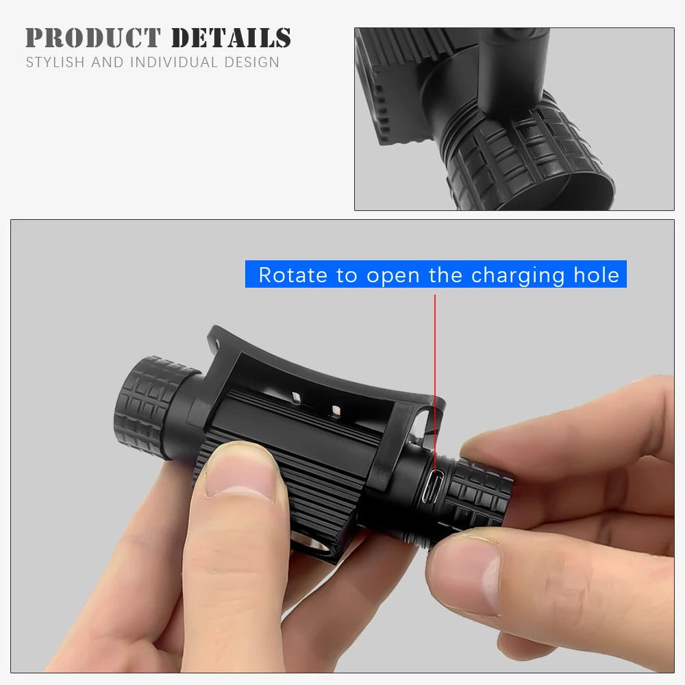 395nm UV LED Mini Headlamp High Power White Purple Light Headlight Type-C 18650 Head Torch Multi-function Flashlight Lamp