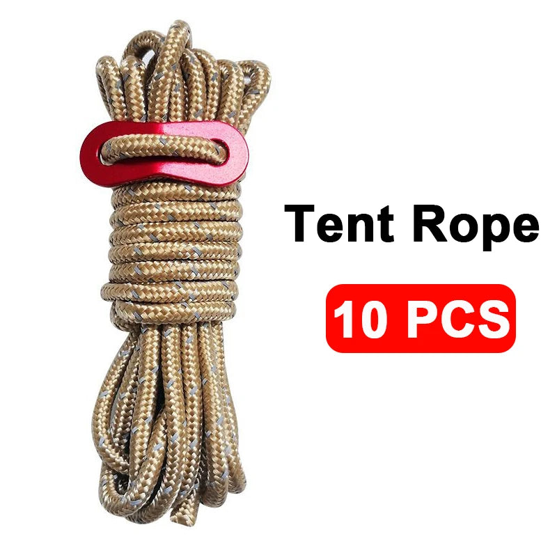 4mm Bold Sturdy Tent Rope High Reflective Luminous Windproof Tent Rope with Double Eye Buckle for Outdoor Camping,Dry,Bundle,Fix