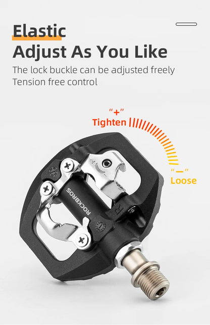 ROCKBROS Bicycle Lock Pedal 2 In 1 Anti-slip Lock Nylon Pedal MTB Bike Pedals Flat Cleat Platform Shimano SPD Bike Accessories