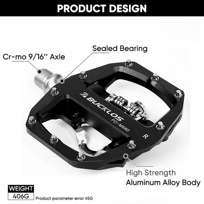BUCKLOS Mountain Bike Pedals 3 Sealed Bearing PD-M680 Dual Clipless Flat & Lock Pedal Aluminum Cycling Pedals Fit Shimano SPD