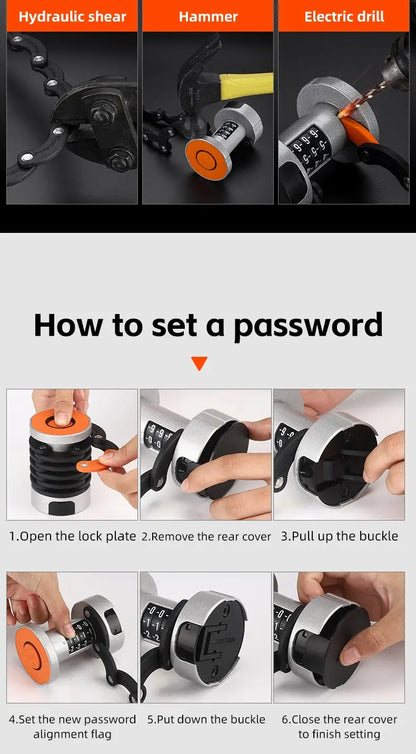 WEST BIKING Foldable Bike Lock Key Password Security Anti-Theft Lock MTB Road Bicycle Scooter Electric Bike Cycling Chain Lock