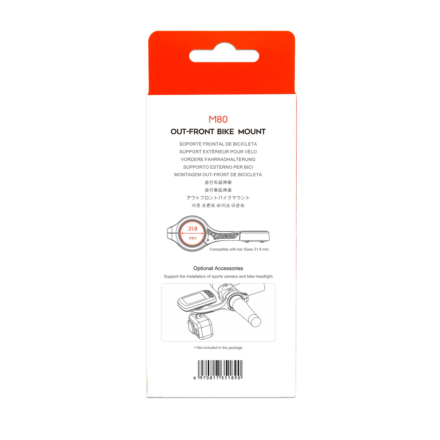 Original IGPSPORT M80 Holder Extended Bracket Bicycle Headlight Mount Bar Cycling Computer For Garmin Edge BSC200 Bsc300 IGS630