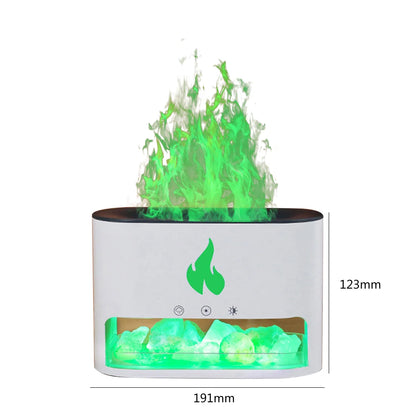 Flame Air Humidifier 250ml Home 7 Color LED Electric Ultrasonic Aroma Essential Oil Diffuser with Salt Stone Mist Sprayer