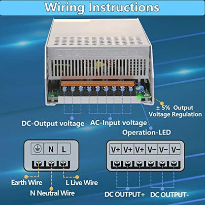12V 100A 1200W Power Supply Adapter AC 110V to DC 12V Converter Transformer Motor Switch Industrial Grade Cooling Overload