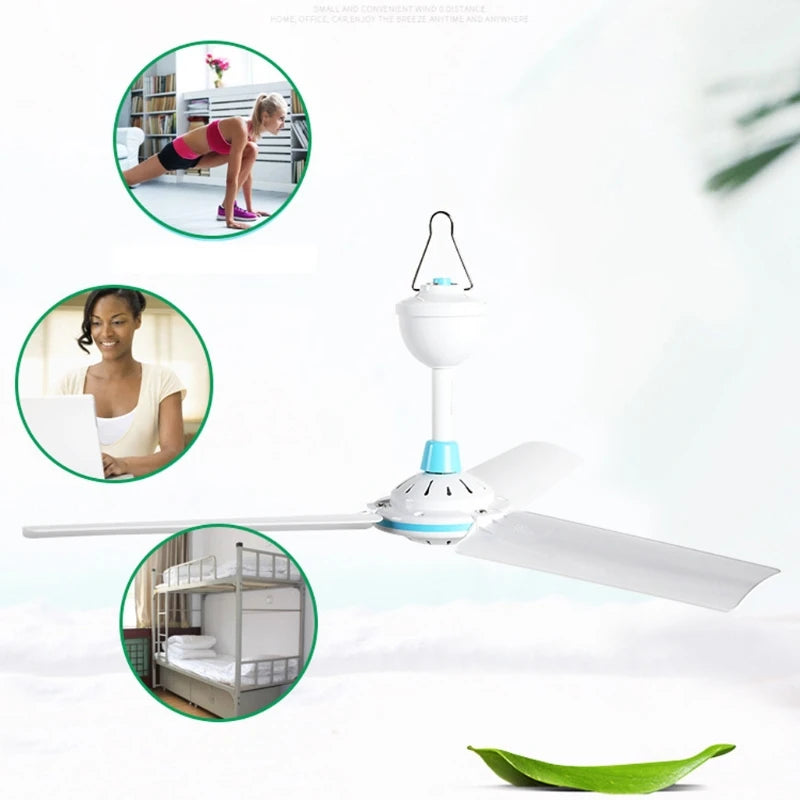 12V Mute Ceiling Canopy Fan Camping Tent Hanging Fans for Outdoor BBQ