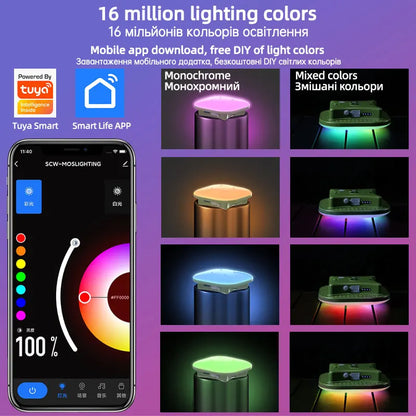 MOSLIGHTING USB Fast Rechargeable Camping Lantern Mobile Phone APP Smart Hanging Tent Lamp Portable Flashlights Night Lights LED