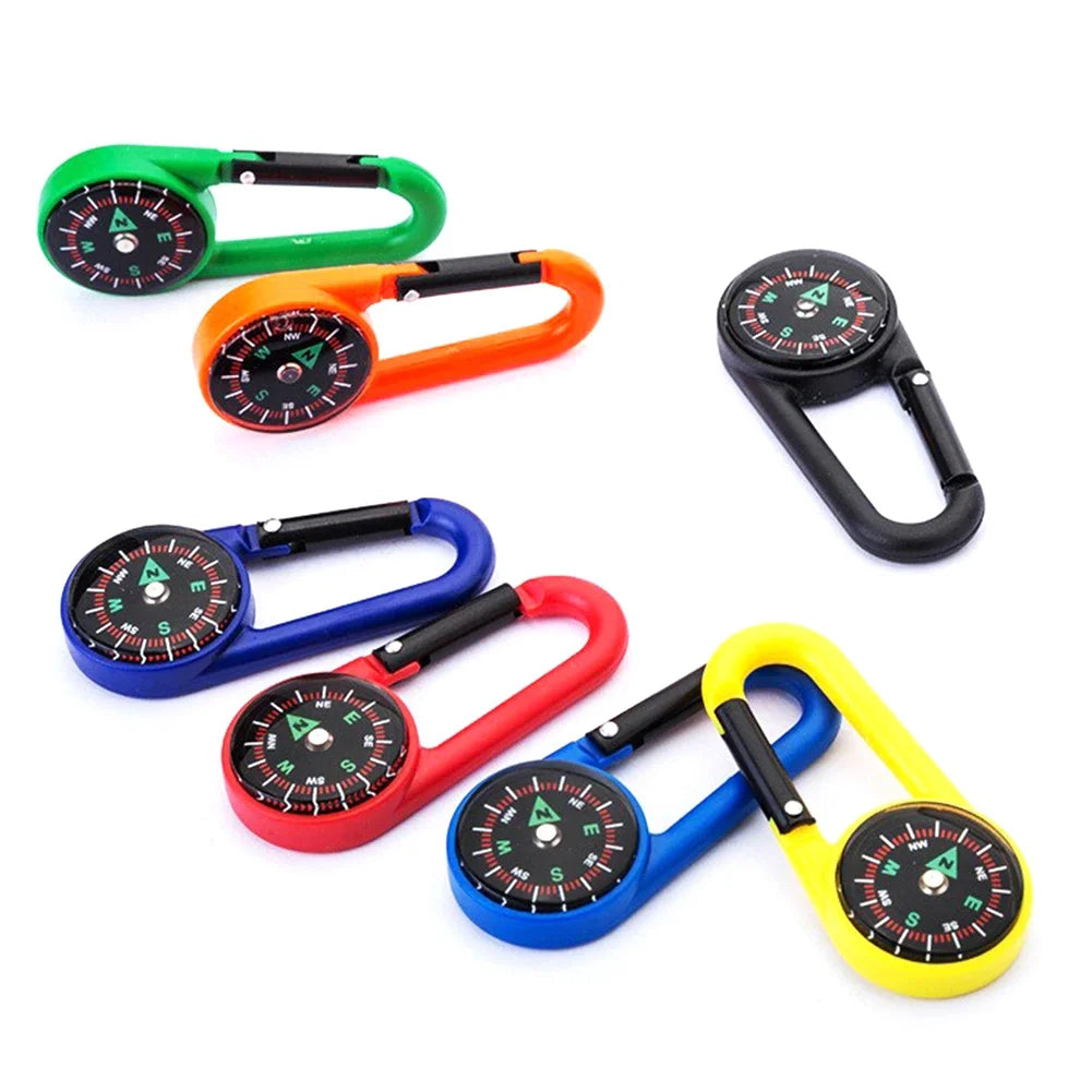 Mixed Colour Outdoor Camping Hiking Tactical Survival Mini Compass Carabiner Children's Toy Compass Small Gift