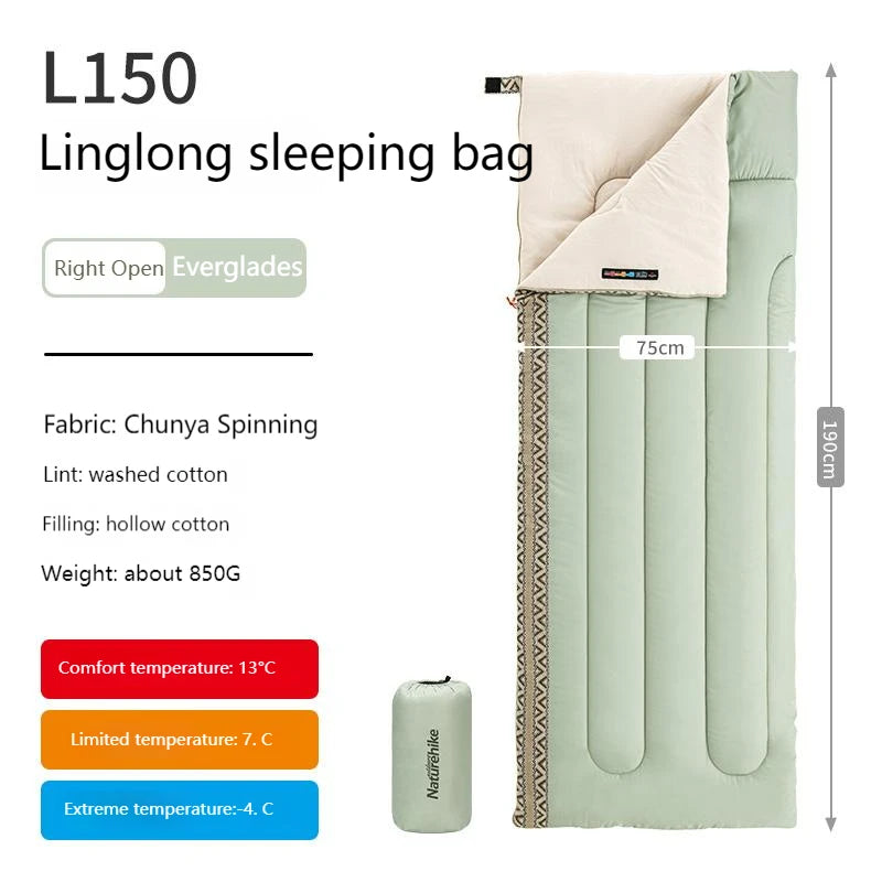Naturehike Cotton Sleeping Bag Outdoor Camping Single Autumn And Winter Warm And Thick Splicable Breathable Sleeping Bag