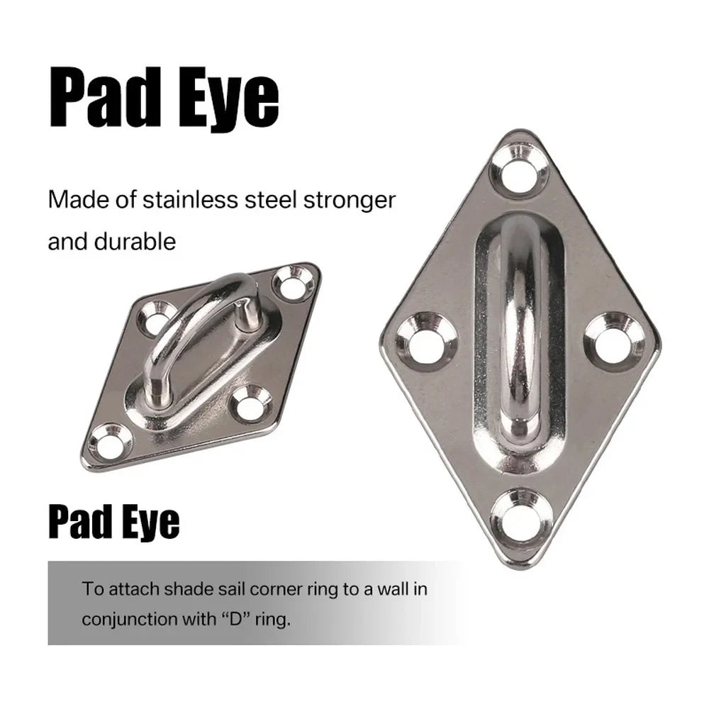 24pcs Sun Shade Sail Hardware Kit Heavy Duty Camping Tent Stainless Steel Sun Shade Sail Install Attachment Set Awning Accessory