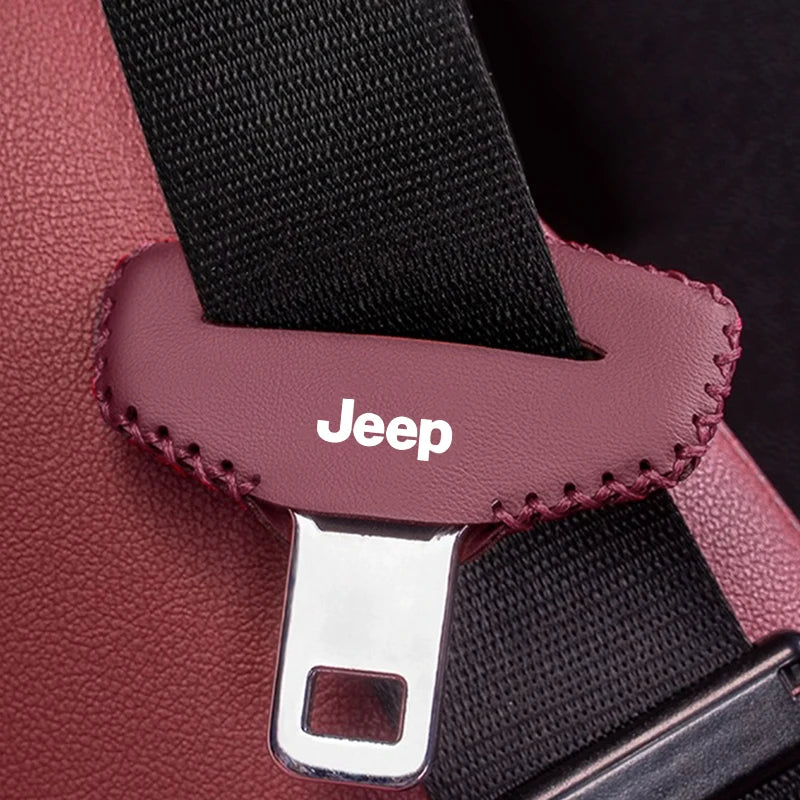 1/2pcs Car Safety Belt Plug Leather Protector Covers For Jeep Renegade Wrangler JL Gladiator Grand Cherokee Compass Accessories
