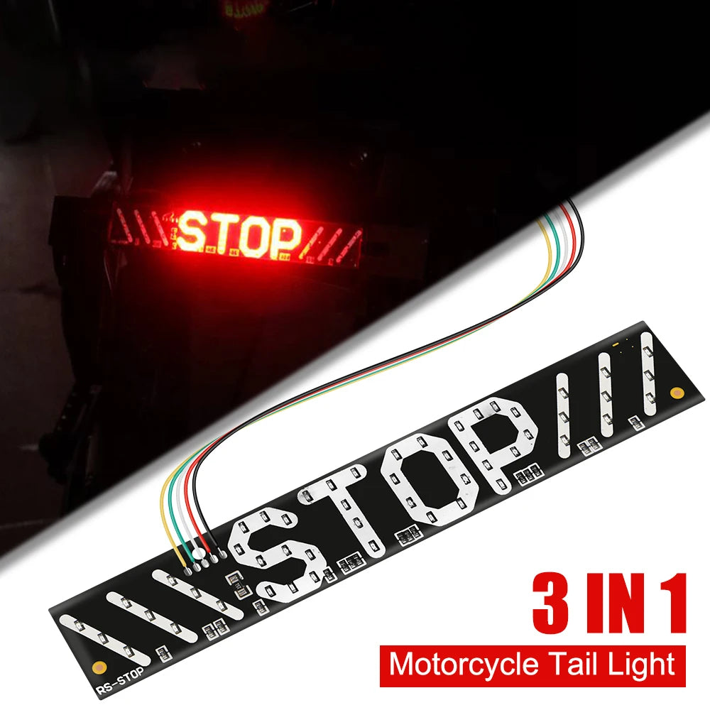 12V Taillights Motorcycle Turn Signal Lights With Stop Logo Flashing Brake Tail Lamps Turning Indicator LED Strips Waterproof