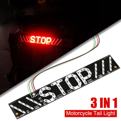 12V Taillights Motorcycle Turn Signal Lights With Stop Logo Flashing Brake Tail Lamps Turning Indicator LED Strips Waterproof