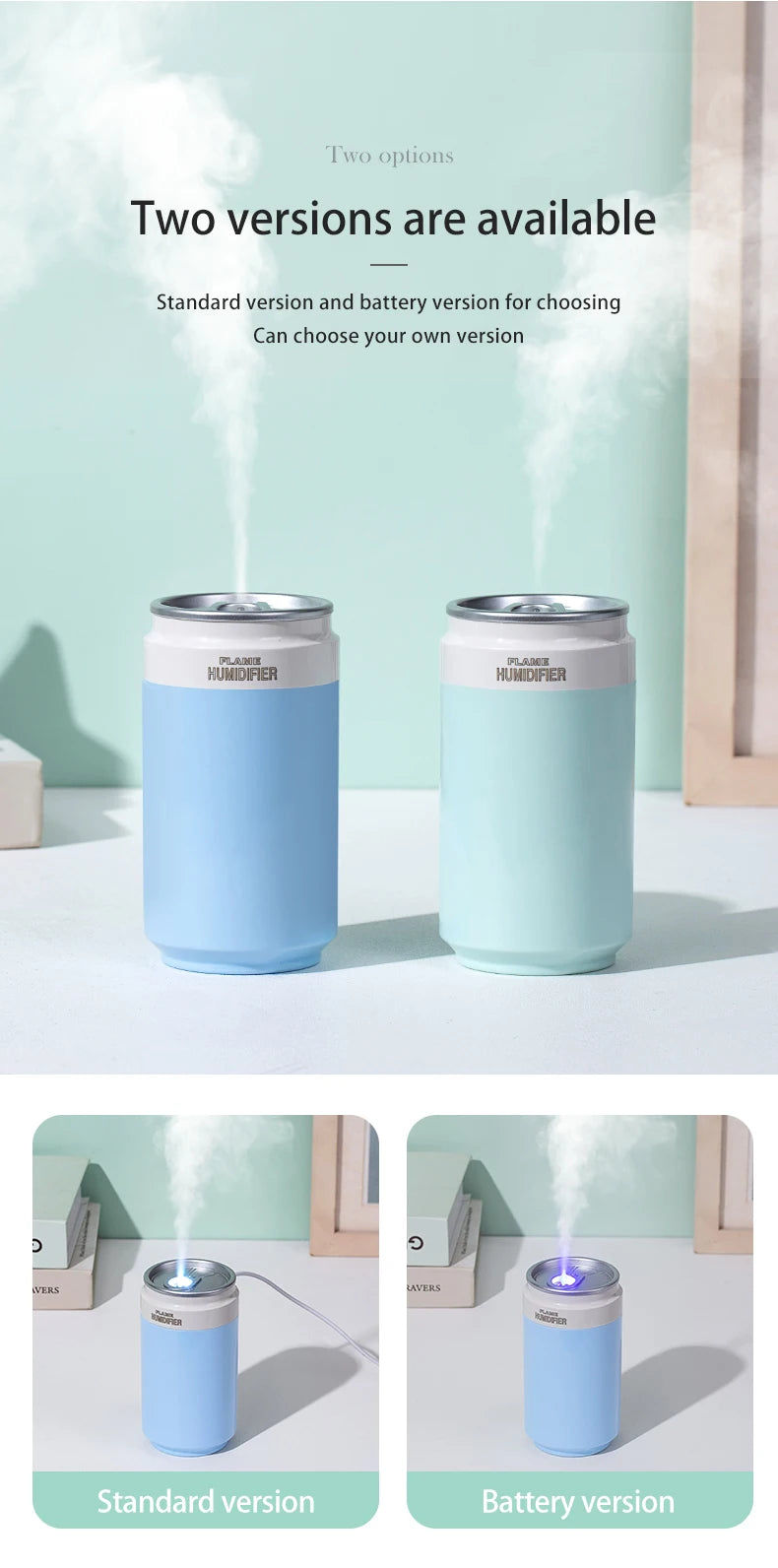 USB Air Humidifier 260ml Cup Size Cool Mist Maker For Car Bedroom Home Air Purifier H2O Humidifiers with RGB Color Candle Lights