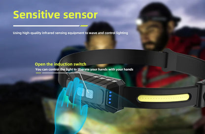 USB Rechargeable LED Sensor Headlamp XPE+COB Headlight Led Head Torch Camping Search Light Head Flashlight for Fishing Lantern