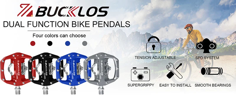BUCKLOS Mountain Bike Pedals 3 Sealed Bearing PD-M680 Dual Clipless Flat & Lock Pedal Aluminum Cycling Pedals Fit Shimano SPD
