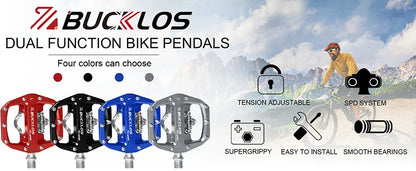 BUCKLOS Mountain Bike Pedals 3 Sealed Bearing PD-M680 Dual Clipless Flat & Lock Pedal Aluminum Cycling Pedals Fit Shimano SPD