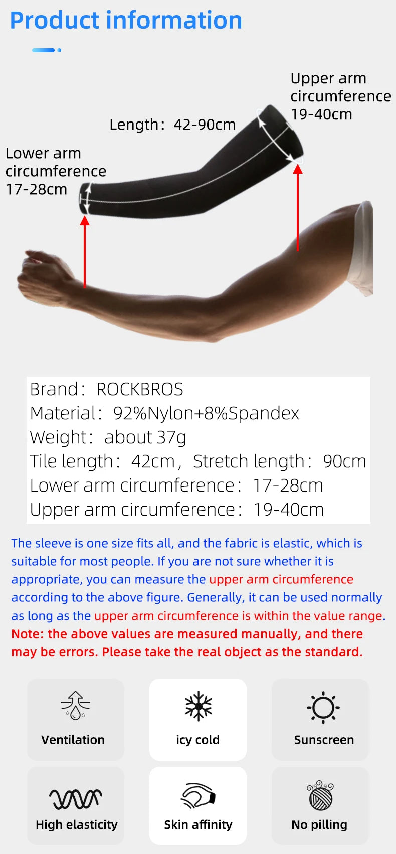 ROCKBROS Bike Cycling Running Arm Warmers UV Protect Cover Basketball Jogging Breathable Quick Dry Men Women Sunscreen Sleeves