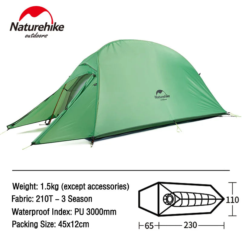 Naturehike Tent Cloud Up Series Ultralight Outdoor Camping Tent Waterproof Backpacking Cycling Tent Camping Tent With Floor Mat