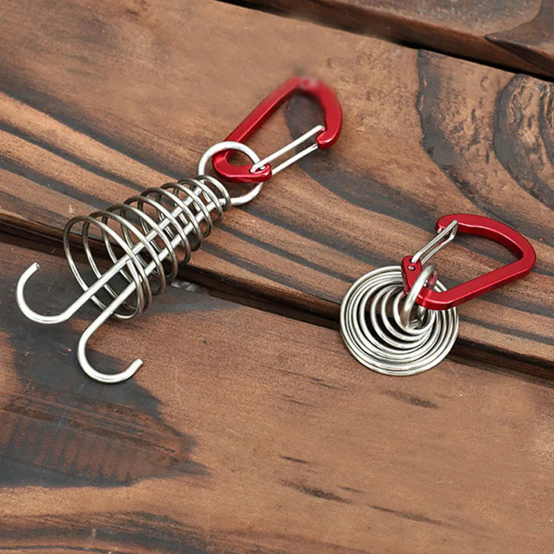 4pcs  outdoor camping octopus wind rope fixing buckle wooden deck gap fixing nail with spring tent wind rope hook