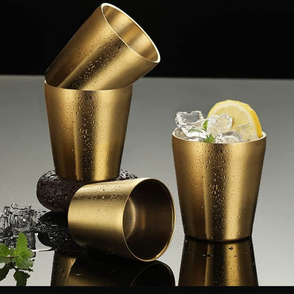 3pcs Stainless Steel304 Cup Outdoor Gear Stackable Cup Camping Cups Metal Coffee Travel Cup Sets Portable Drink-ware Gold