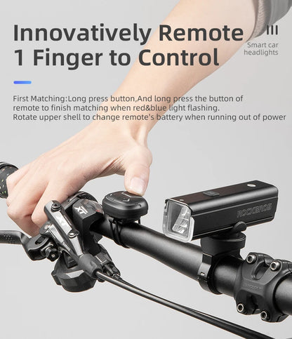 ROCKBROS Bike Light 1500LM5000mAh Type-C Bicycle Light Temperature Control  IPX6 Aluminum LED Light Front Lamp Cycling Headlight