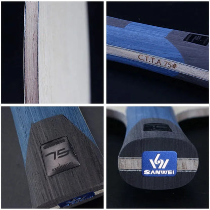 SANWEI 75 ALC Table Tennis Blade Professional 5 Wood 2 Outer ALC Carbon Ping Pong Blade with Original Packing Box