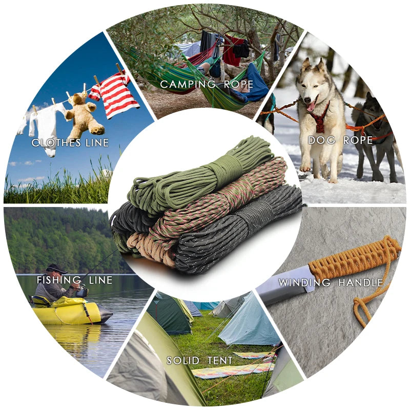 7-Cores 550 Paracord Rope 30 M Dia.4mm For Outdoor Camping Survival Lanyard Parachute Cord Hiking Tent Accessories